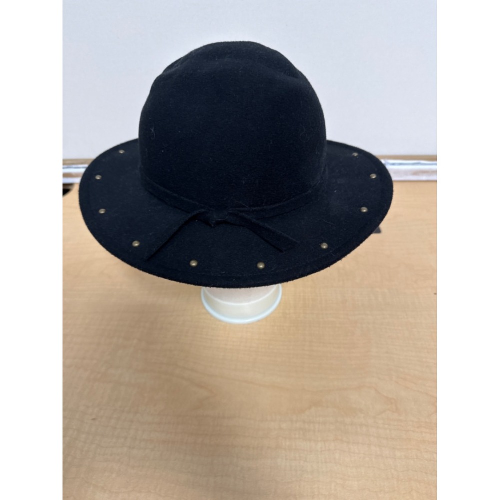 Target Black Studded Wide Brim Fedora Hat with Bow Detail F16663022